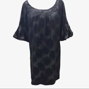 Ali Ro Anthropologie Silk Dress Floral Shift Dress Black Size 2 Scoop Neck